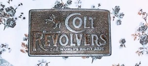 Vintage Belt Buckle Western Colt Revolvers "The World's Right Arm" Brass C-156 - Picture 1 of 4