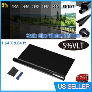 5% VLT Black Car Window Tint Roll Heat & UV Block Windshield Blackout Film 10FT - Foto 1 di 16