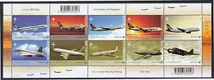 SINGAPORE 2003 AIRCRAFT CIVIL AVIATION OF S'PORE SOUVENIR SHEET 10 STAMPS MINT - Picture 1 of 3