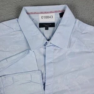 Ted Baker London Shirt Mens 16.5 Blue Floral Dress Button Up Long Sleeve - Picture 1 of 6