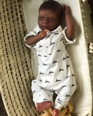 Reborn Baby Dolls Black 19inch African American Realistic Vinyl Infant Dolls - Image 1 of 4