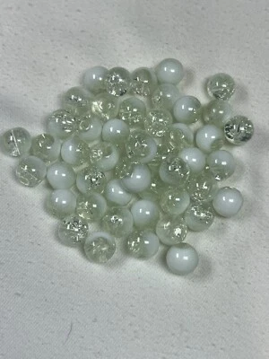 50 8mm Crackle Glass Beads Azure & White - Image 1 of 3