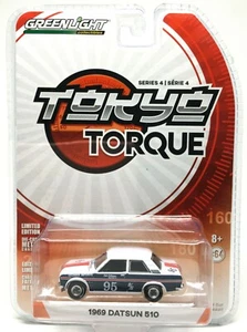 Greenlight 1969 Datsun 510 White / Blue no.95 Series 4 47020-A 1/64 (3") - Picture 1 of 2