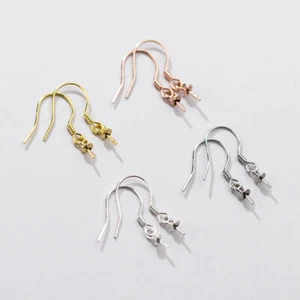 Pendientes de alambre de gancho francés de plata de ley 925 con pasador de ojo de copa de perlas A2951 - Imagen 1 de 10