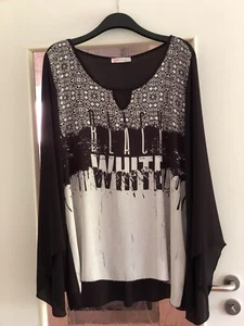 FRANE Fashion Tunika/Oberteil schwarz/weiß Gr. 3 (48/50?) Polyester Neu! - Bild 1 von 5