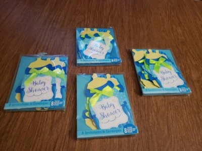 Baby Bottle Baby Boy Shower Invitations Lot Of 4 Packs 8 count In Each Pack New - Image 1 of 3