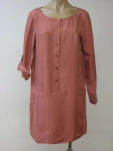 Abito tunica camicia Eileen Fisher seta corallo maniche regolabili XS XSmall nuovo con etichette $298 - Foto 1 di 1