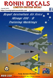 1/48 Ronin Decals RAAF Mirage IIIO/D Training Marking Decals - Picture 1 of 2