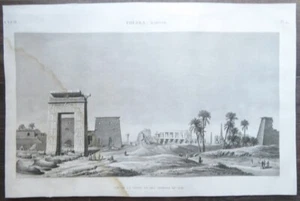 Descripción de l'Egypte Vol III 1820, Placa Doble Tamaño 49 Puerta Karnak Egipto - Imagen 1 de 3