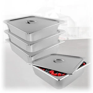 ALDKitchen Heavy-Duty Steam Table Tanks with Lids | Set of 4 | Each 8 L - Picture 1 of 9