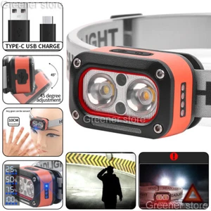 Lampe Frontale LED Rechargeable USB Phare Puissante Torche Etanch Motion Sensor - Imagen 1 de 17
