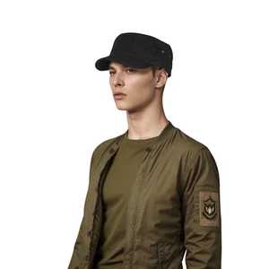 Verstellbare Baumwollmütze mit Schnallenverschluss und Schweißband, Kadetten Militärmütze - Bild 1 von 17