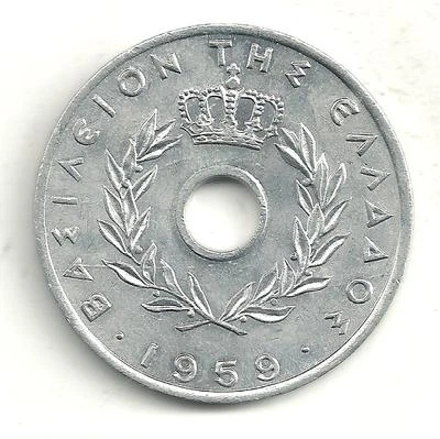 A VERY NICE HIGH GRADE AU PLUS 1959 GREECE 20 LEPTA COIN-JN551 - Image 1 of 2