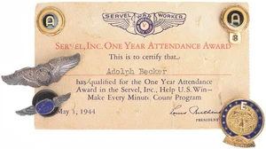 Servel Inc. War Worker's Card & Pins Republic P-47 Aircraft - Picture 1 of 5