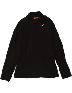 PUMA Womens Zip Neck Fleece Jumper UK 10 Small Black Polyester BJ02 - Picture 1 of 3