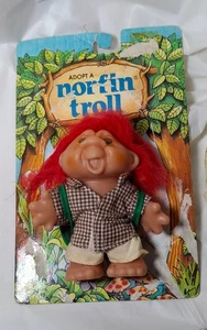 Vintage Adopt A Norfin Troll Red Hair Rucksack Neuwertig Original Karte - Bild 1 von 7