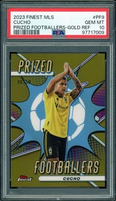2023 Topps Finest MLS Cucho Hernandez Columbus Crew Gold Refractor PSA 10! - Image 1 of 2