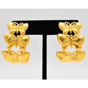 Givenchy Vintage Schmetterling Ohrclips gebürstet Gold klobig signiert 80er Bin1 - Bild 1 von 24