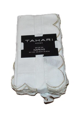 SET 6 TOVAGLIOLI TAHARI oro bianco sporco capesante NUOVI 1° QUALITA' - Immagine 1 di 4