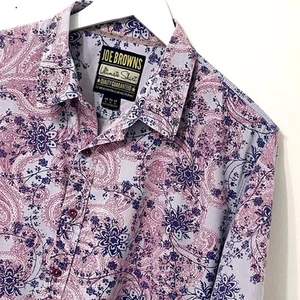 Joe Browns Shirt Size XL Extra Large Long Sleeve Mens Purple Pink Floral - Picture 1 of 11