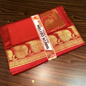 Indischer Damen NEU Brokat Kunst/ART Seide Sari SARI ROT mit Blusenteil - Bild 1 von 11