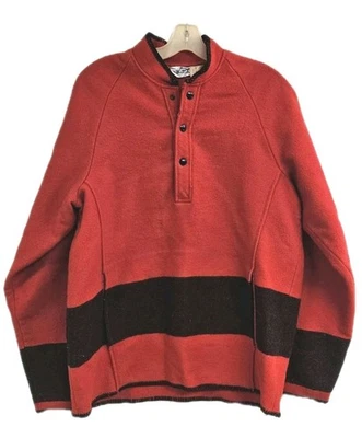 MENS VINTAGE WOOLRICH RED & BLACK  BLANKET PULLOVER  W/SNAPS HUDSON BAY MEDIUM - Image 1 of 4