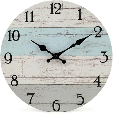 Reloj de Pared Redondo Decorativo Madera Silencioso Antimarca Calidad Cuarzo Batería Ope Foto 1 de 4