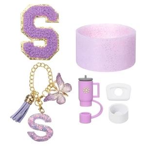 6Pcs Cup Accessories Set for Cup Tumbler with Handle Letter S, Purple - Picture 1 of 7