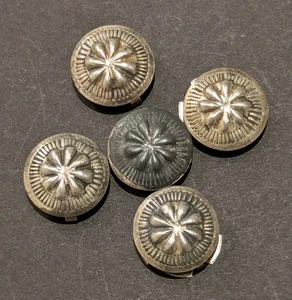 Vintage Lot Of 5 Silver Plated Concho Style Button Covers 3/4" Dia - Picture 1 of 5