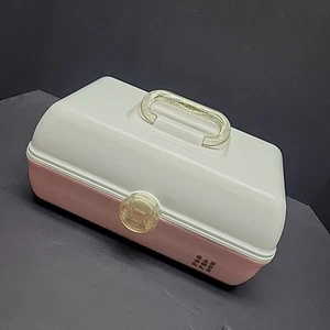Claire's Exclusive Vtg Caboodles Makeup Case Large Travel Cosmetic Pink White - Picture 1 of 15