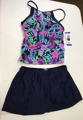 Conjunto de traje de baño Tankini ligero de 2 piezas grande ELLEN TRACY 🩷 Foto 1 de 4