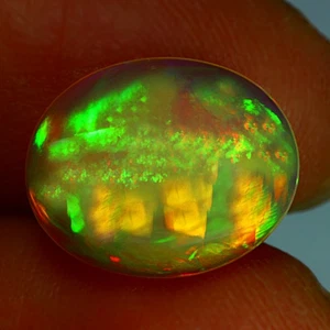 3.60Ct Supreme Oval 13.4X11.5 MM Multi Colors Dancing Ethiopia Natural Fire Opal - Picture 1 of 5