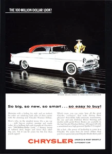 1955 CHRYSLER  WINDSOR DELUXE NASSAU TANGO RED OVER PLATINUM MAG PRINT AD - Picture 1 of 1