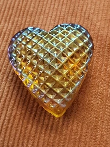 De colección Robert Held Oro Iridiscente 3" Corazón Pisapapeles Waffle Enrejado - Imagen 1 de 14