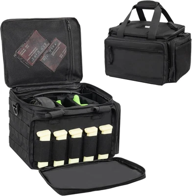 Tactical Pistol Range Bag for 4 Handguns, Shooting Duffle Bag with Lockable Zipp - Image 1 of 4