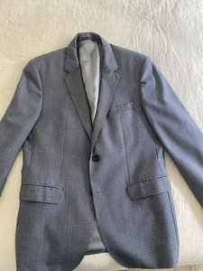 Hugo Boss men's 2btn Blue & black check weave wool blazer jacket sport coat 40R - Picture 1 of 4