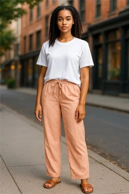 Gap Women's Cotton Pink with white flower print lounge pant, Medium Loose Fit NW - Image 1 of 4