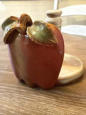 Apple Paper Towel Holder Ceramic Country Farmhouse Functional Kitchen Decor - Image 1 of 4