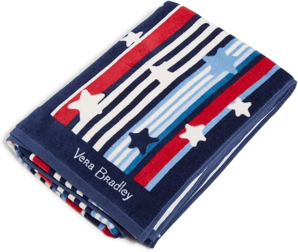 Vera Bradley NWT Beach Towel SUMMER STARS & STRIPES Red White & Blue Patriotic - Image 1 of 4