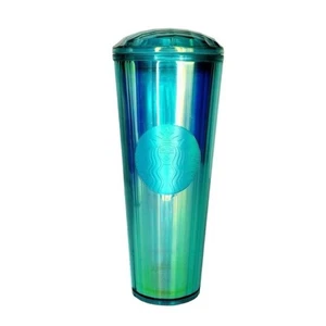 Starbucks Blue Iridescent 24 oz Venti Acrylic Cold Tumbler Cup Domed Lid NWT - Picture 1 of 7