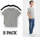 Boys 3 Pack T-shirts John Lewis 100% Cotton Black Grey White Tops Older Boys NEW