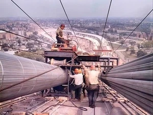 1962 Ponte di Verrazano costruzione uomini in cima 8,5 x 11 Fotografia - Foto 1 di 1