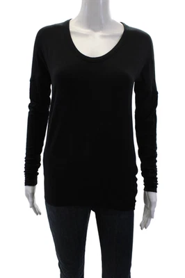 Camiseta Helmut Lang Mujer Negra Mezcla Modal Manga Larga Cuello Redondo Talla M Foto 1 de 4