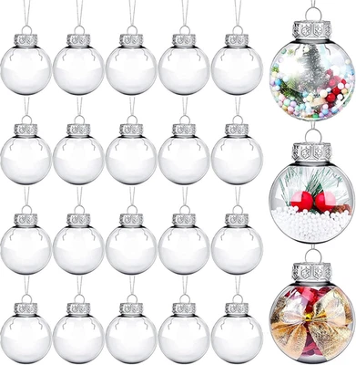 20 Palline Di Natale Trasparenti,Sfera in Plastica Trasparente Riempibile, Palli - Immagine 1 di 4