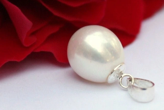 P06 echte Zucht Süßwasser Perlenschmuck Anhänger ohne Halskette Kette 925 Silber - Bild 1 von 1