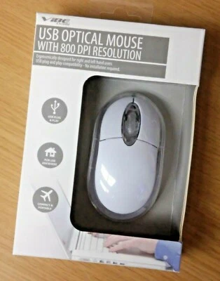 Vibe USB Optical Mouse Right & Left Handed Plug & Play VA-61-M-WHT White & Clear - Image 1 of 3