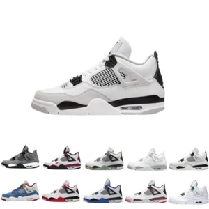 Nuovo unisex Air Jordan Retro 4 Mid militare nero bianco taglia UK 3-10 regalo UK - Foto 1 di 16