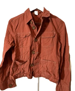 Anthropologie Tulle Corduroy Women's Large Burnt Orange Button Up Jacket - Picture 1 of 5