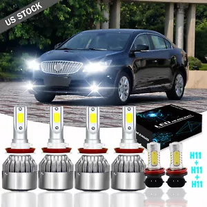 For Buick LaCrosse 2010-2013 6x 6000K LED Headlight Hi/Lo beam + Fog Light Bulbs - Picture 1 of 10