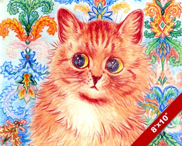 Louis Wain Colorful Cats Art Board Print for Sale by raybondesigns